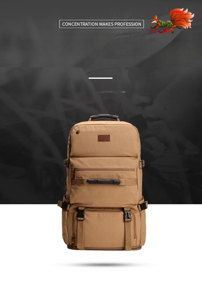Zipper Closure Expandable Canvas Backpack for Men Lightweight and Durable Outdoor Bag