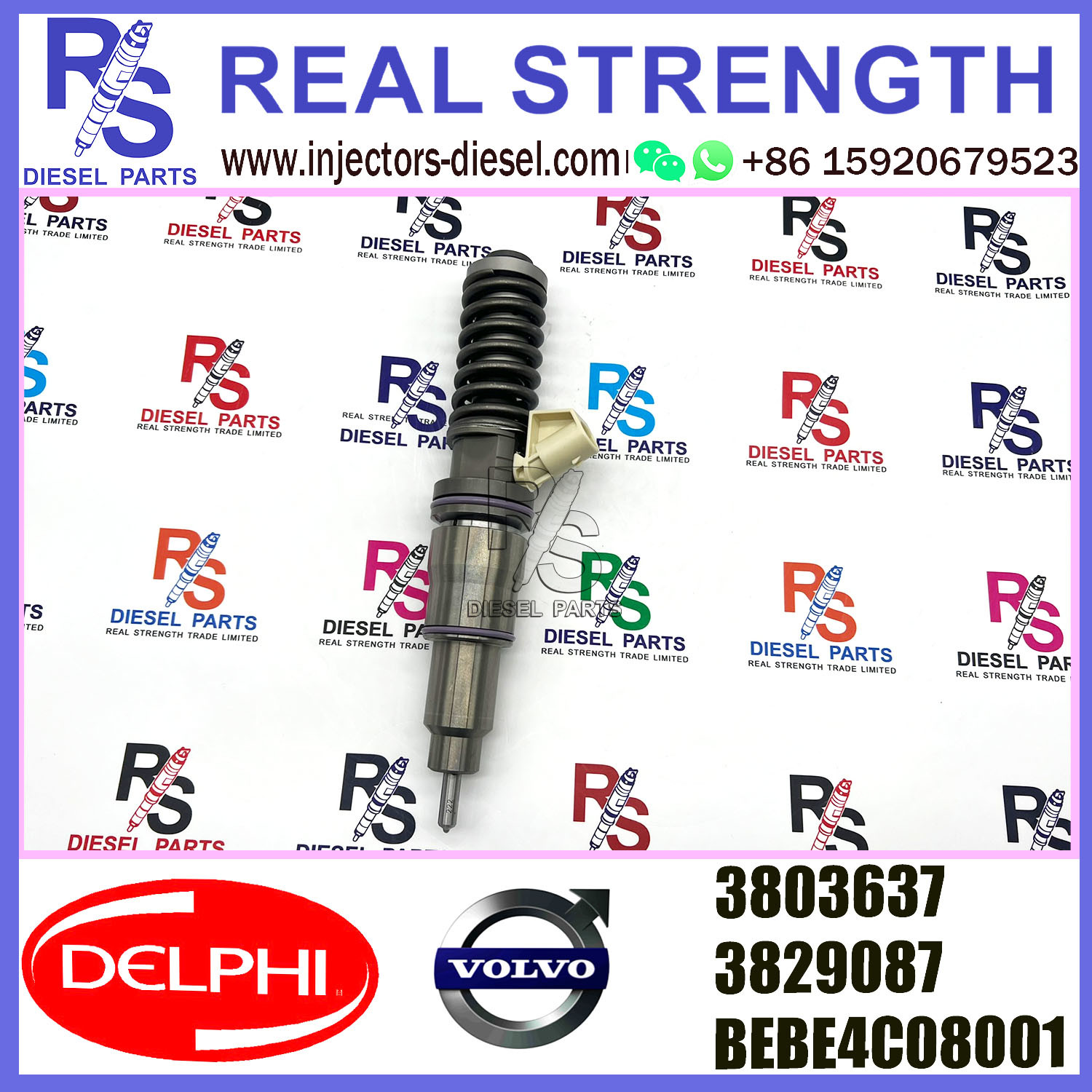 DELPHI 2pin injector 3829087 3803637 BEBE4C08001 Diesel pump Injector V-O-L-V 3829087 BEBE4C08001 E1 for 16 LITRE INDUSTRI
