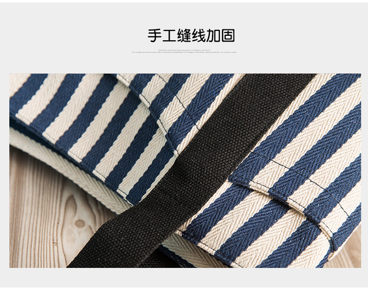 Simple Stripe Diagonal Canvas Tote Bags Single Shoulder Bag