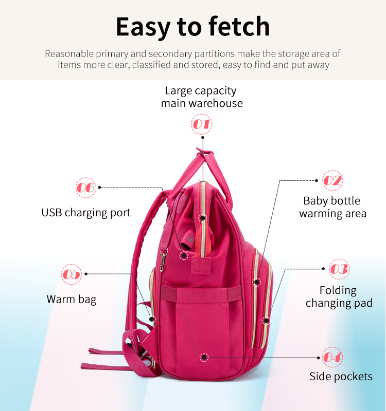 Multifunctional Adventure Diaper Bag Backpack With USB D Buckle Trailer Design