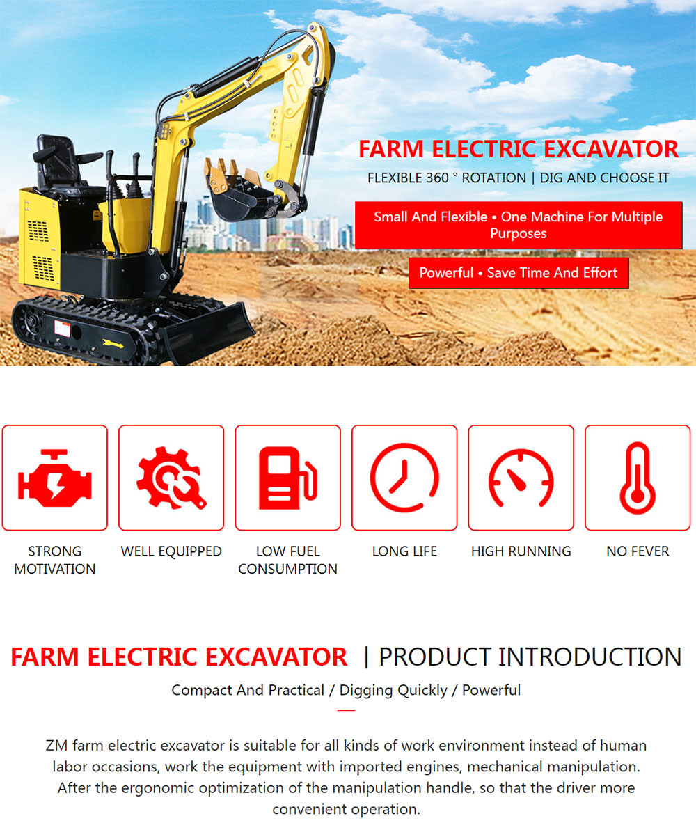 Electric Excavator Mini ZM10 Earth-Moving Machinery Small Household Excavators Wirh Spare Parts