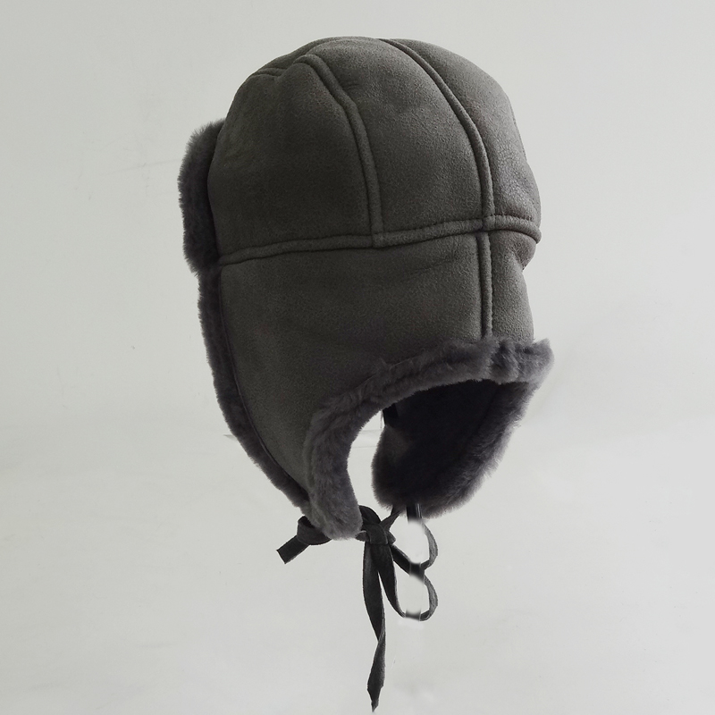 Classical custom shearling sheepskin double face mens winter hat