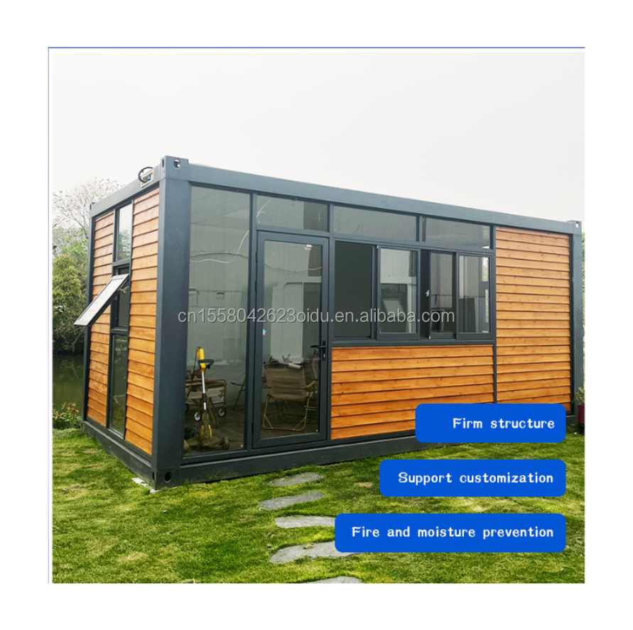 20ft Container Office with Toilet Prefab House Wooden Container Houses Galvanized Steel Bending 180g