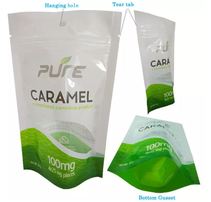 Three Side Seal Custom Printed Stand Up Pouch Aluminum Foil Material Zipper Top