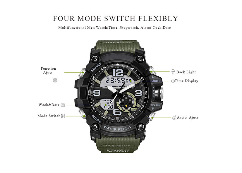 Multifunction Plastic Sports Watch Plastic Case Electronic Digital Led Display