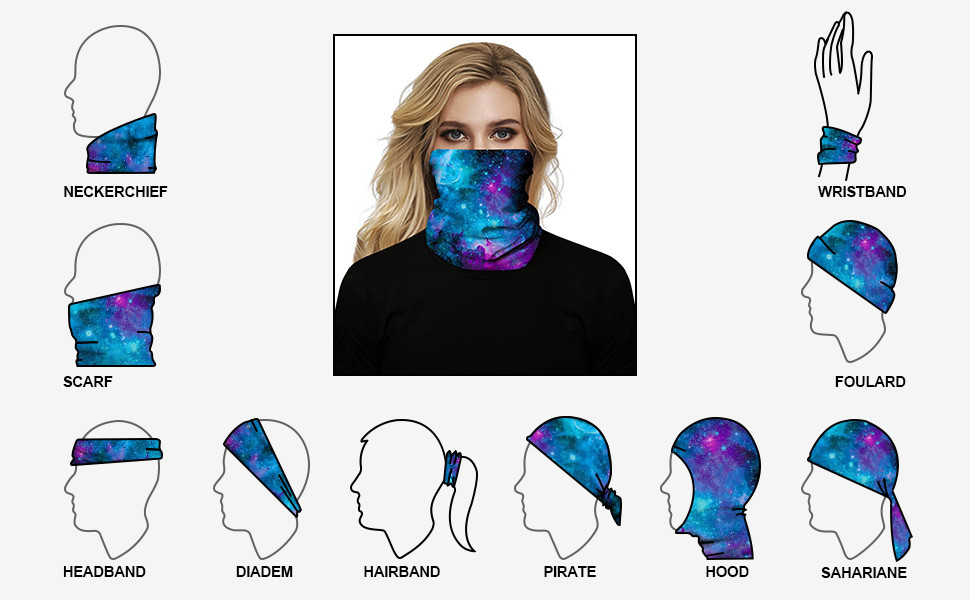 Plain Printed Solid Color Mujer Seamless Bandana Scarf
