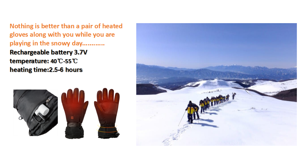 Windproof Rechargeable Heated Gloves Polyester 2200mAh