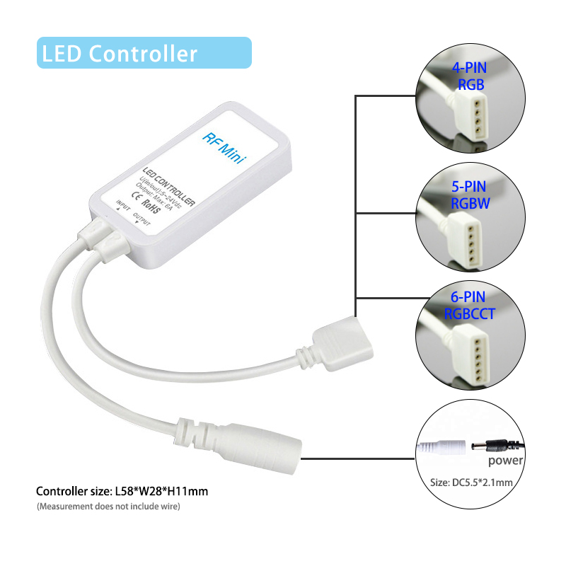 DC 24V LED RGB Controller Mini RF Wireless Touch Remote For LED 5050 Strip