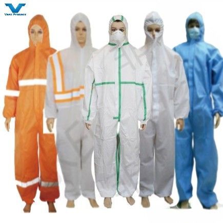 Type4/5/6 En14126 Heat Sealed Tape Seam Disposable Protective Coveralls