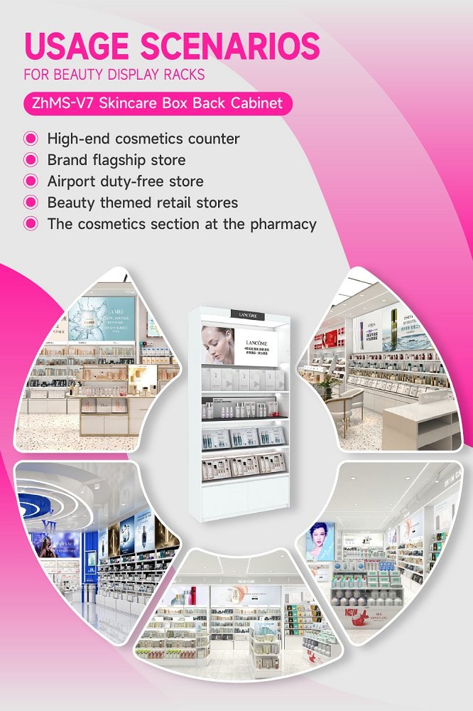 ZhMS-V7 Diamond-shaped Organic Panel Skincare Display Cabinet with Efficient Lighting