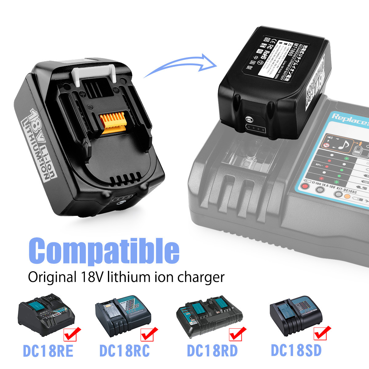 18 Volt 4.0ah Power Tools Battery BL1830B BL1840 BL1850 Makita Drill Battery