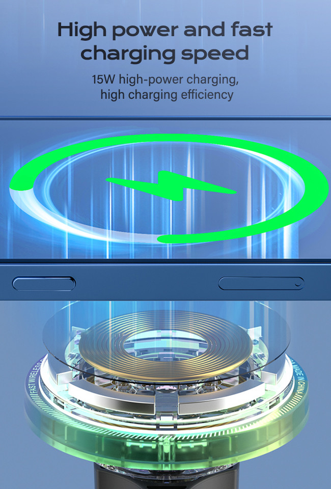 Iphone 15 Pro Max Charger Ambient Magnetic Car Mount With 1.7kg Strong Magnetic Attraction And Customisable RGB Lights