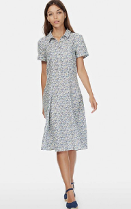 2018 New Boho Style Women Short Sleeve Linen Liberty Print Vintage Midi Beach Dress