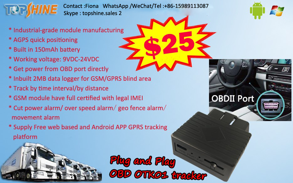 Mini Car OBD GPS Tracker GPS tracking device with Free Real time Tracking System