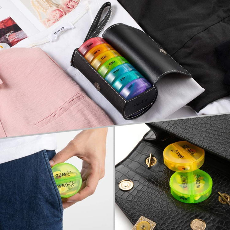 7 Day Am Pm Weekly Monthly Pill Dispenser Box With Alarm Case Travel Timer 15.4x9x6.5cm