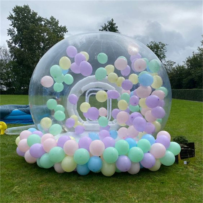 CE approved blower air pump transparent PVC material kids play bubble balloon house