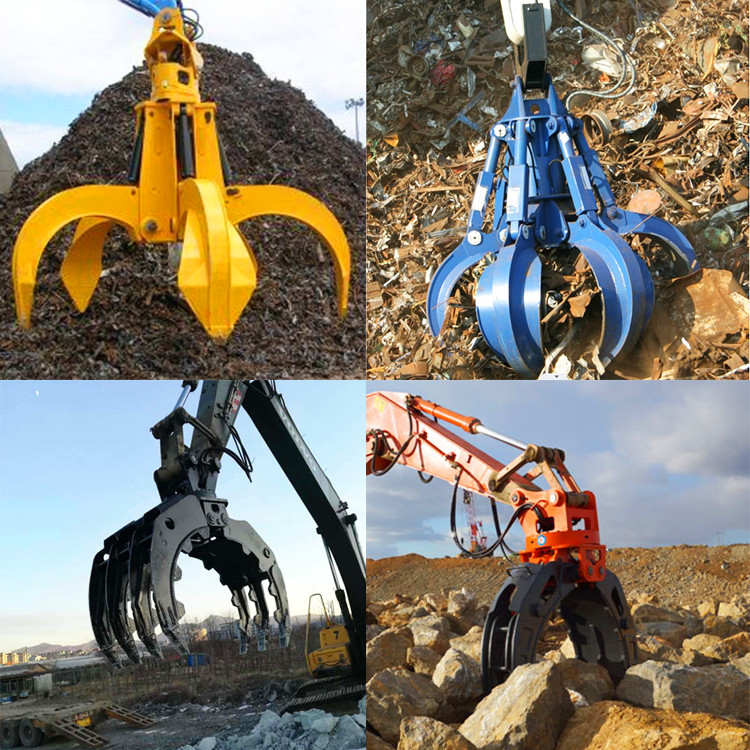30-40 Ton Excavator Orange Peel Grapple , Manual Rock Grab For Excavator