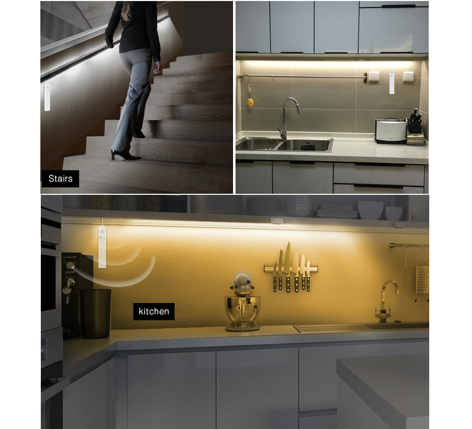 4100K Battery Motion Sensor LED Strip For Kitchen Under Cabinet