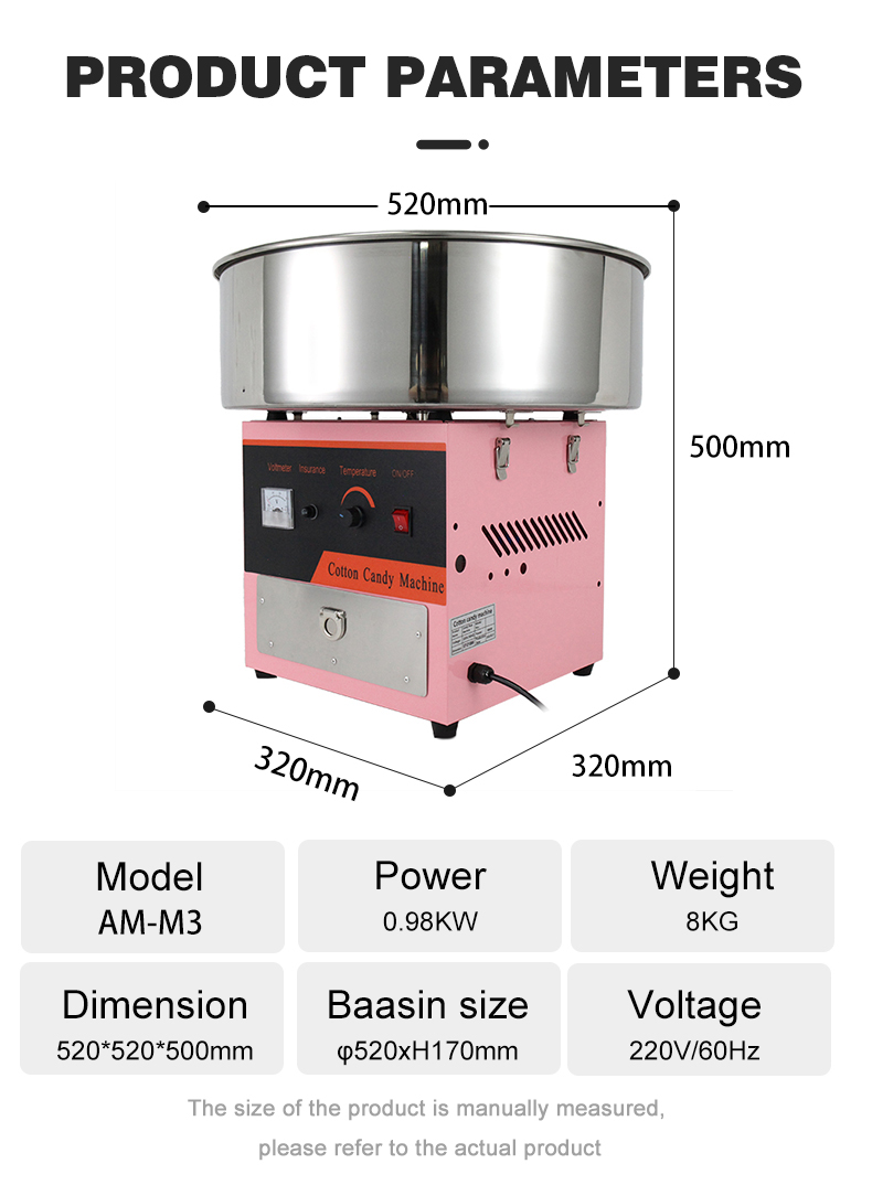 Electric Sugar Floss Sweet Cotton Candy Maker Machine With Basin Size Dia520*H170mm