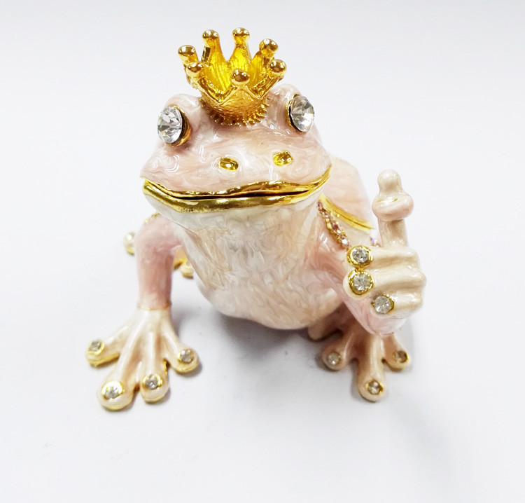 New frog animal pewter cartoon jewelry box metal gift box Frog trinket box