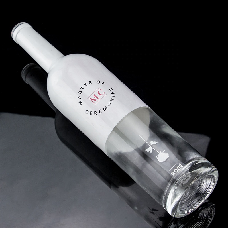 Custom Bottle 750ml White Spray Paint Whisky Vodka Empty Glass Bottle With Cork