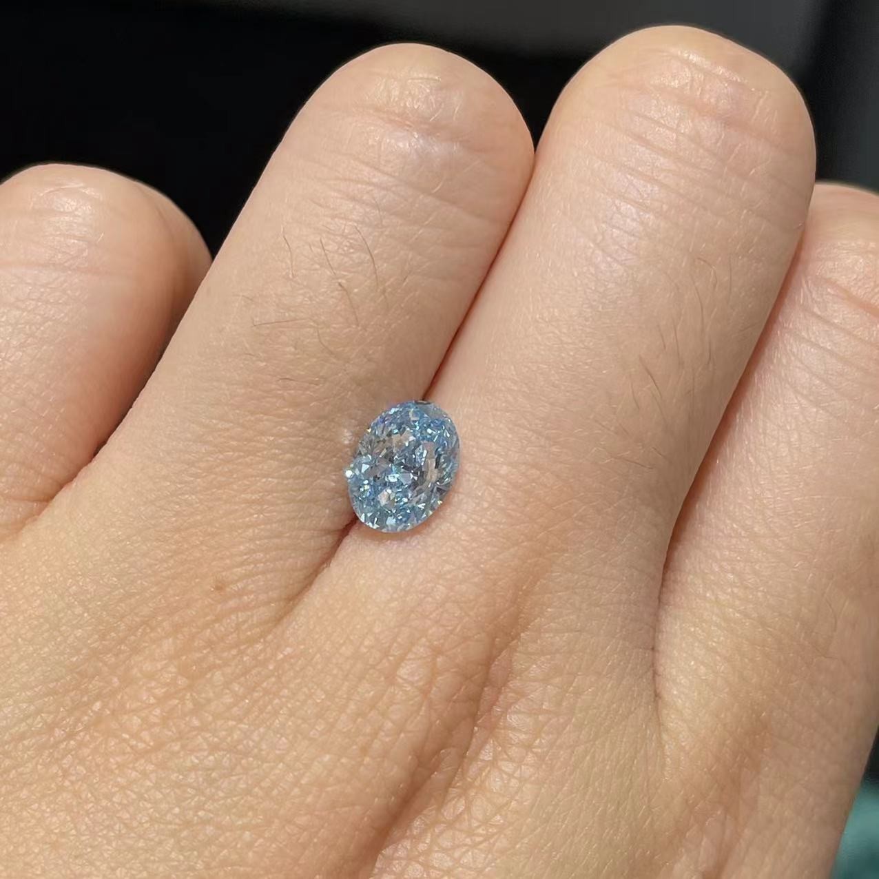 1.92ct CVD Laboratory Diamond Fancy Intense Blue Oval Shape IGI Certified