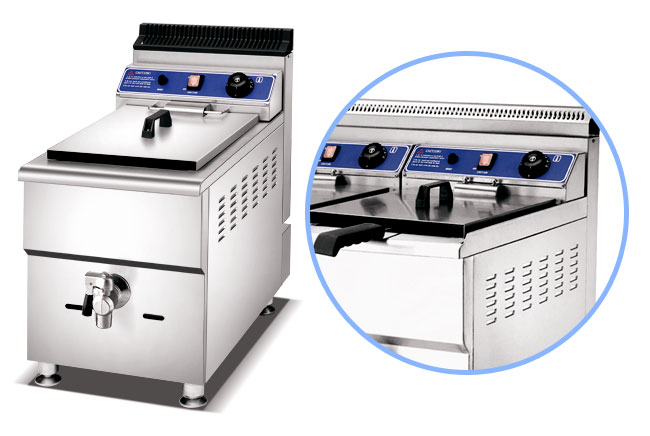 French Fries Deep Fryer Stainless Steel Snack Machine Gas 1 Tanks With Oil Pump Constant Temperature