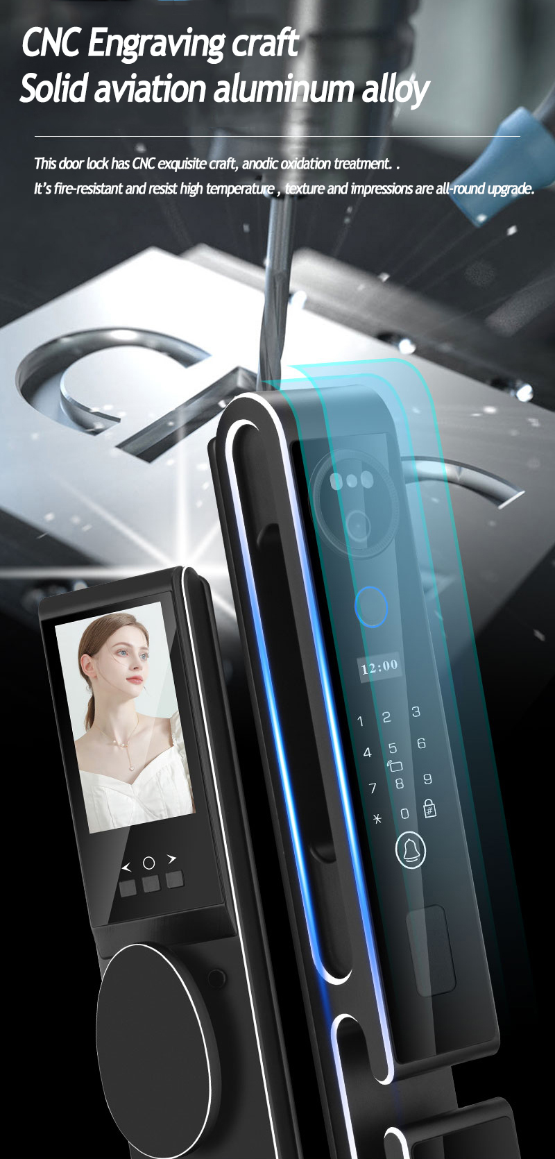 3D Face Intelligent Door Lock S666 With Intercom Luxury Door Lock
