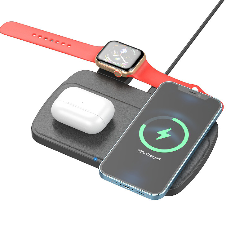 7.5W*2 MFI Licensed Accessories 3 In 1 Wireless Charger Stand For Apple Watch Series