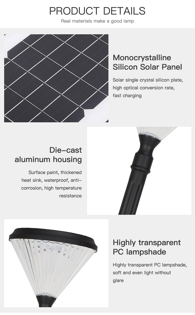 IP65 Waterproof Solar Garden Lights , Outdoor Solar Lamp 3500K Warm White