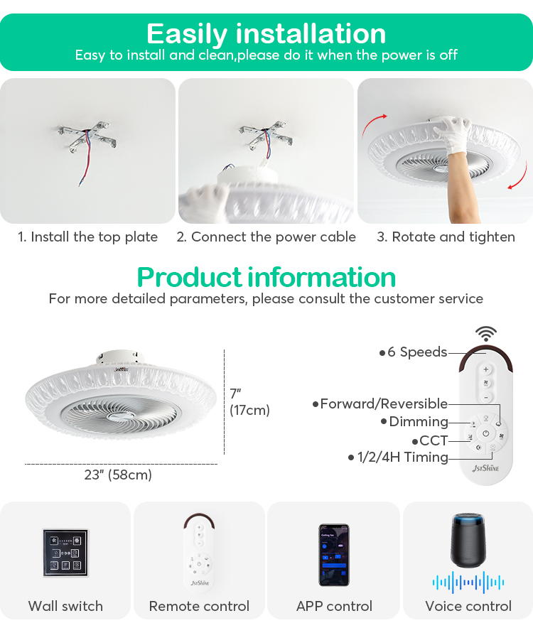 Large Air Flow Bedroom Flush Mounted Ceiling Fan with Remote and Natural Wind DC Motor