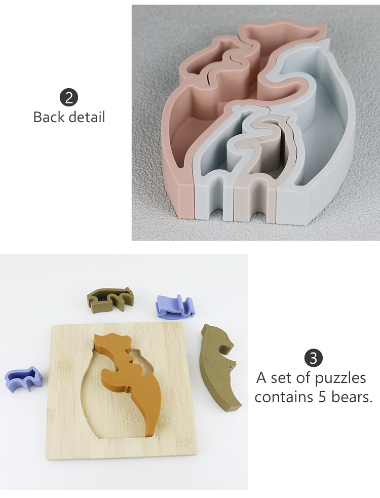 Bear Shape Children Wooden Toys Jigsaw For Montessori Learning