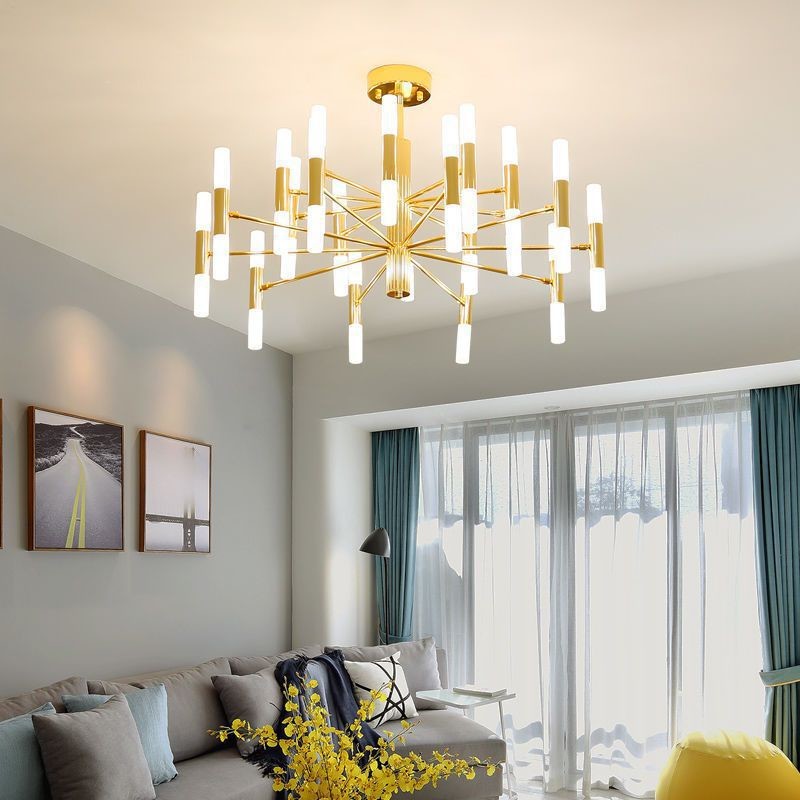 JYLINGHTING Modern Simple Copper Chandelier Metal Hanging Lighting For Home Decor Hotel Restaurant Salon Ceiling Installation Modern Pendant Light