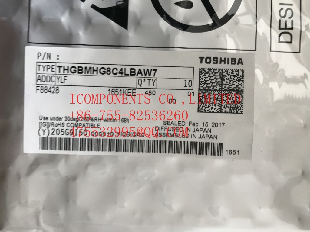 THGBMJG8C2LBAIL Toshiba eMMC Flash Card 32G-byte 3.3V Embedded MMC 153-Pin WFBGA