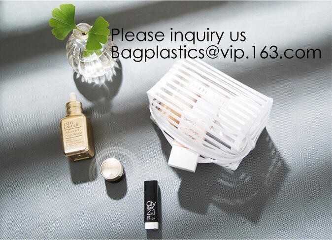 Clear Zipper Pouch with Strap Makeup Bag PVC Cosmetic Pouch,Printing Clear k Cosmetic PVC Pouch, bagease, bagplast