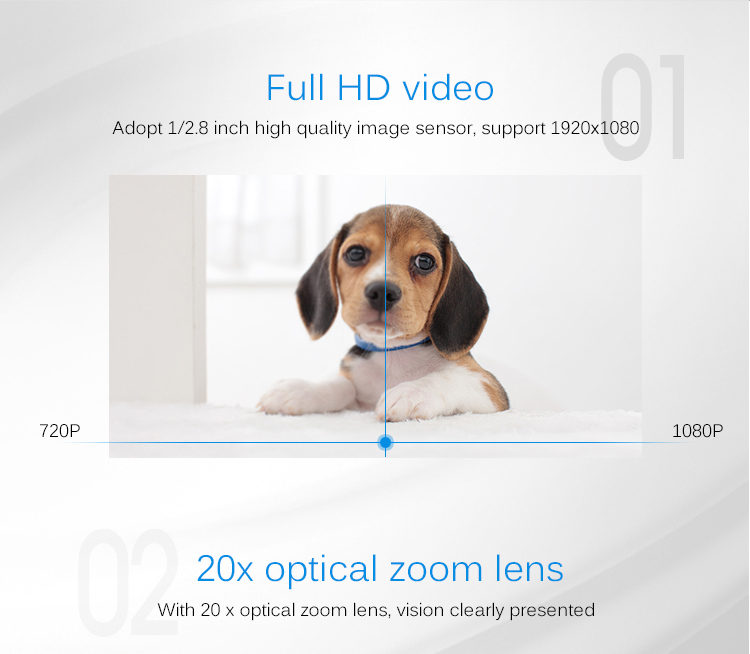 Ethernet Interface 20x Zoom PTZ Optics IP Streaming Video Camera With HD MI SDI Output