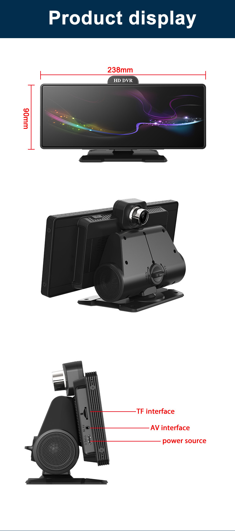 4K Android Auto ADAS WiFi Dash Cam AUX FM GPS 10.26" Car DVR CarPlay