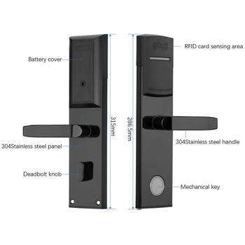Security Intelligent RFID Hotel Door Locks 304 Stainless Steel Material