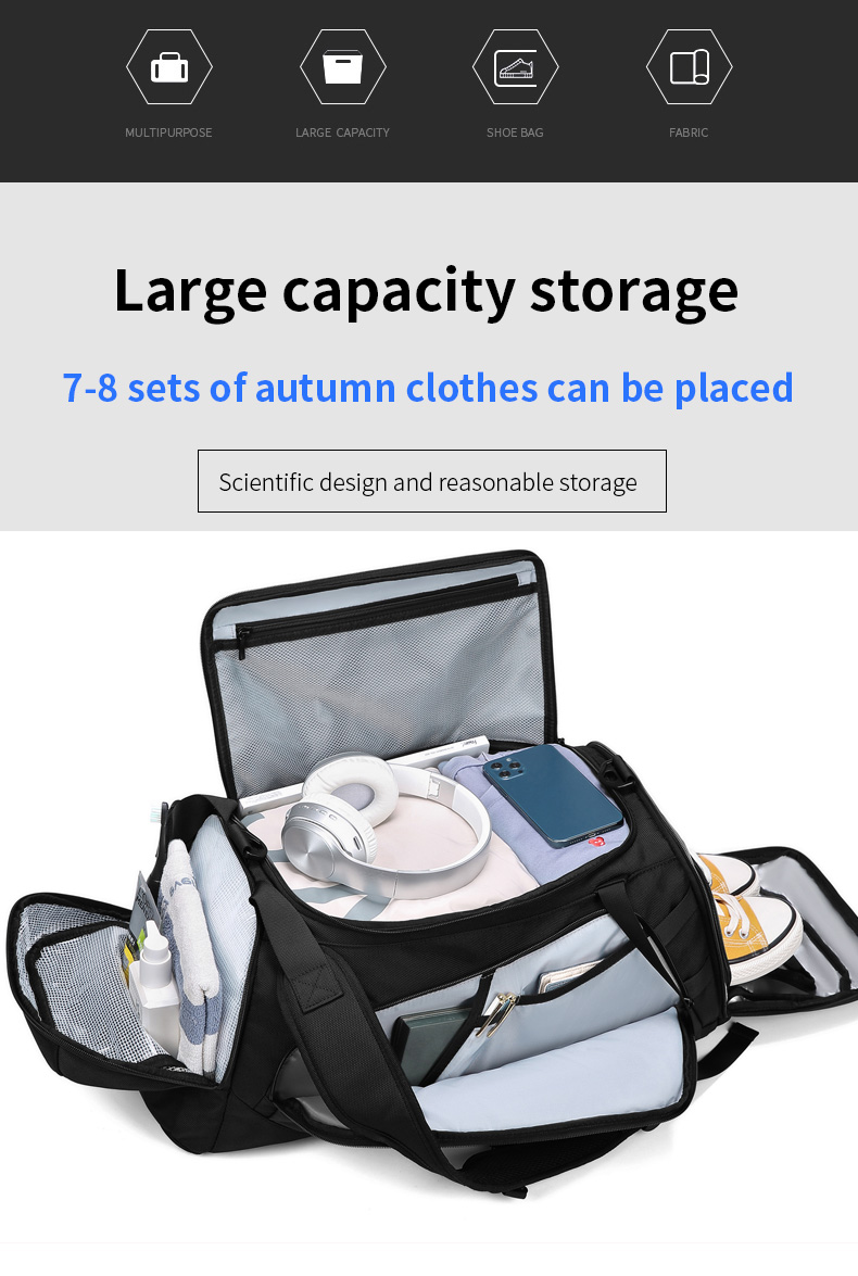 Oxford Cloth Travel Duffle Bag Customization Dirt Resistance
