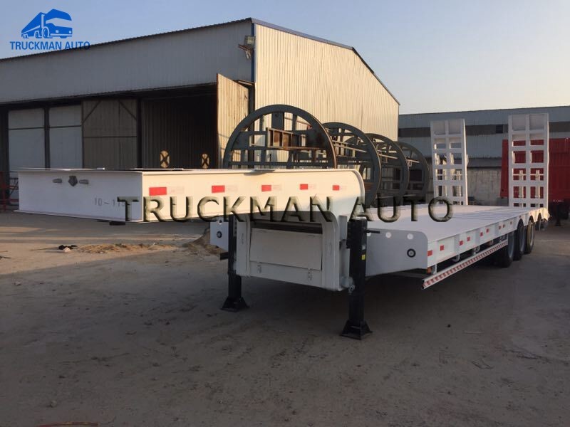 High Strength Low Bed Semi Trailer 13000*3000*1650mm With Fuwa Brand 13 Tons Axles