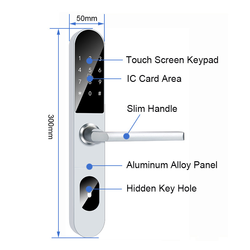 300mm Sliding Door Smart Lock AAA Alkaline Bluetooth Sliding Door Lock