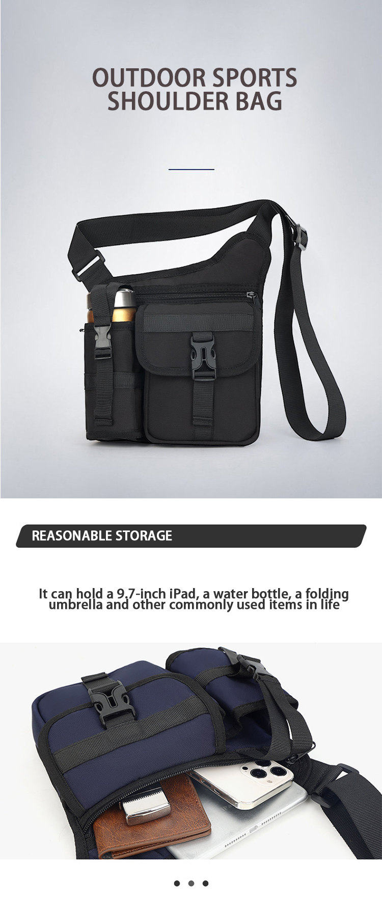 Custom Crossbody Chest Bag With Bottle Holder For Camping Biking Travel Cycling