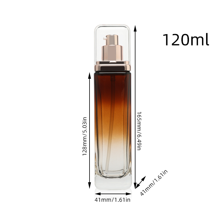 Empty Square 120ml Lotion Glass Bottles Spray Pump 4 Oz Amber Glass Bottles