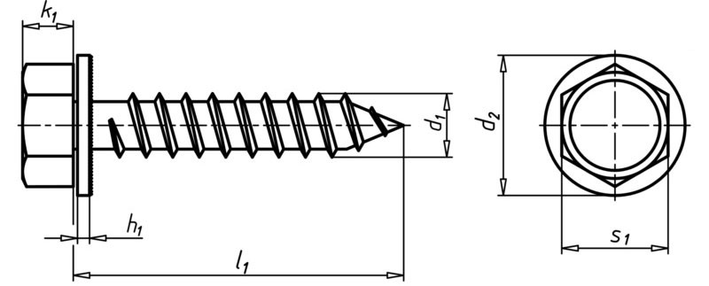 DIN7504-K Hex Washer Head Self Tapping Screw Stainless Steel 410 SS ISO 7053 AB Thread