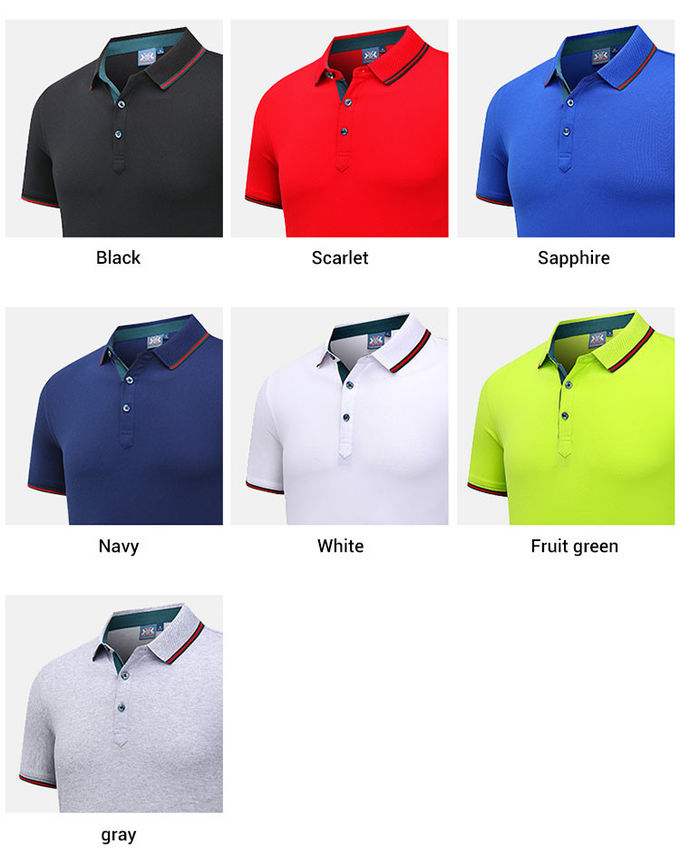 Logo Printable Custom Work Polo Shirts Collared Style Breathable 100% Cotton Fabric