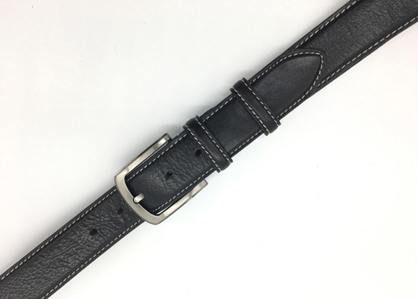 Men Genuine Leather Dress Belt Classic Casual 1 3/8" Wide Belt With Single Prong Buckle