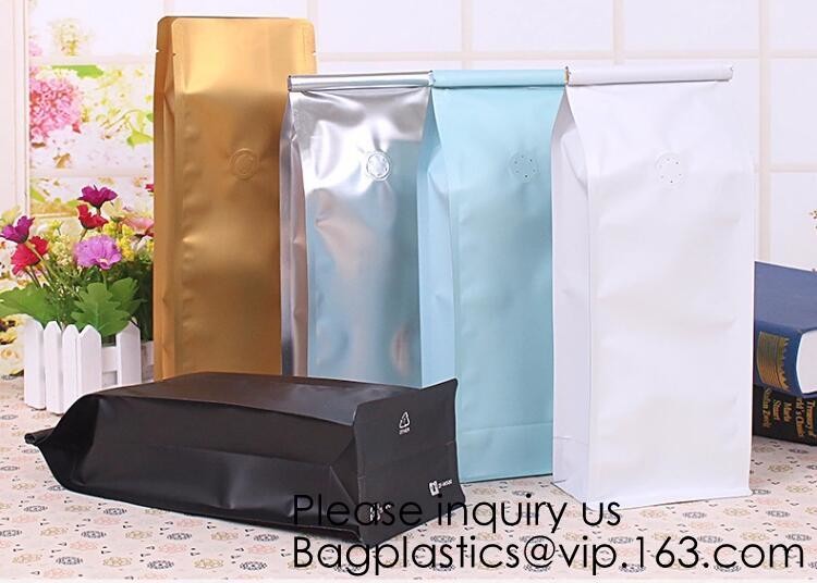 Coffee bean bag air valve kraft paper octagonal sealing aluminum foil self-supporting k bag custom coffee packagin