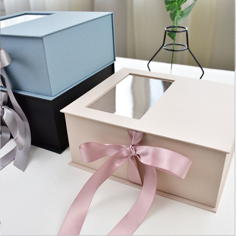 Elegant Black Color Custom Logo Printing Rigid Cardboard Jewelry Flower Gift Packaging Box