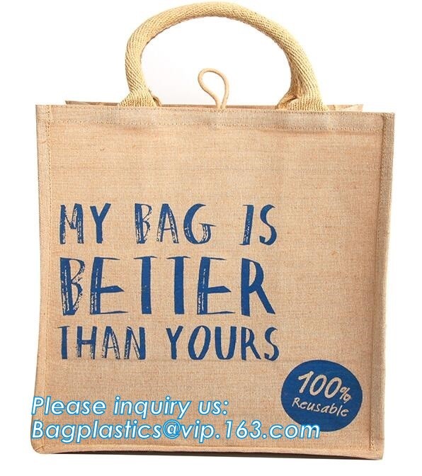 Multifunctional jute bag with low price,Natural Burlap Tote Bags Reusable Jute Bags with Full Gusset,shoulder strap plai