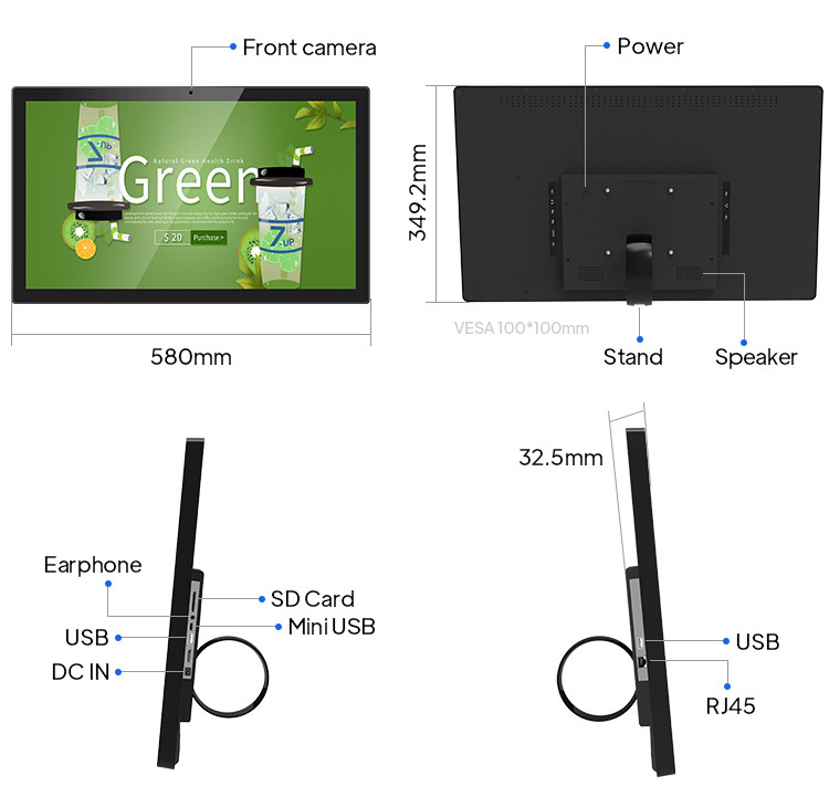 24 Inch Android Tablet Digital Signage Support WIFI Bluetooth With Front Camera